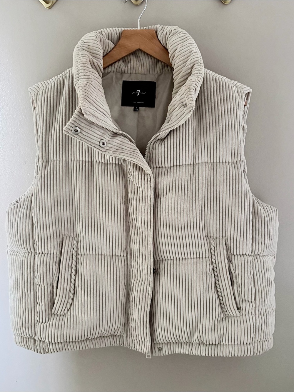 7 For All Mankind Tan Corduroy Puffer Vest Large